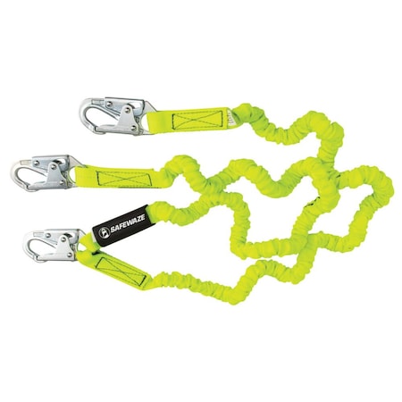 Safewaze PRO 6' Stretch Internal Energy Absorbing Lanyard: Dual Leg, Snap Hooks FS591